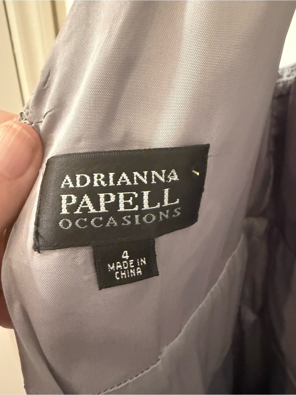 Adrianna Papell Light Gray V-Neck A-Line Midi Dress - Picture 4 of 7